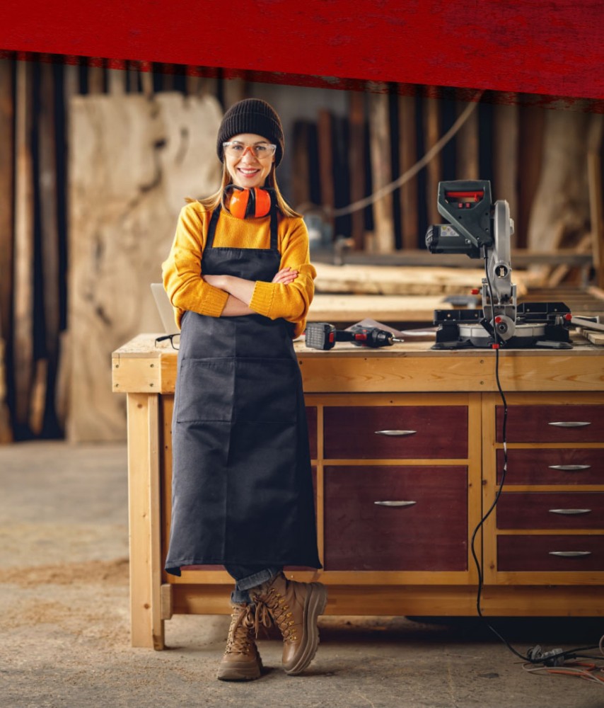 woman in a woodworking shop
