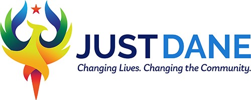Logo of a colorful bird with text JUSTDANE Changing Lives. Changing the Community.